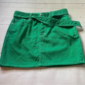 Green denim skirt